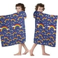 thumbnail image 4 of Dark Blue Rainbow Pattern Hooded Bath Towel，50"x30" for Ages 3 To 12 Kids, Quick Dry Lightweight Soft Microfiber Hood Beach Towel Cover Up for Kids, 4 of 7