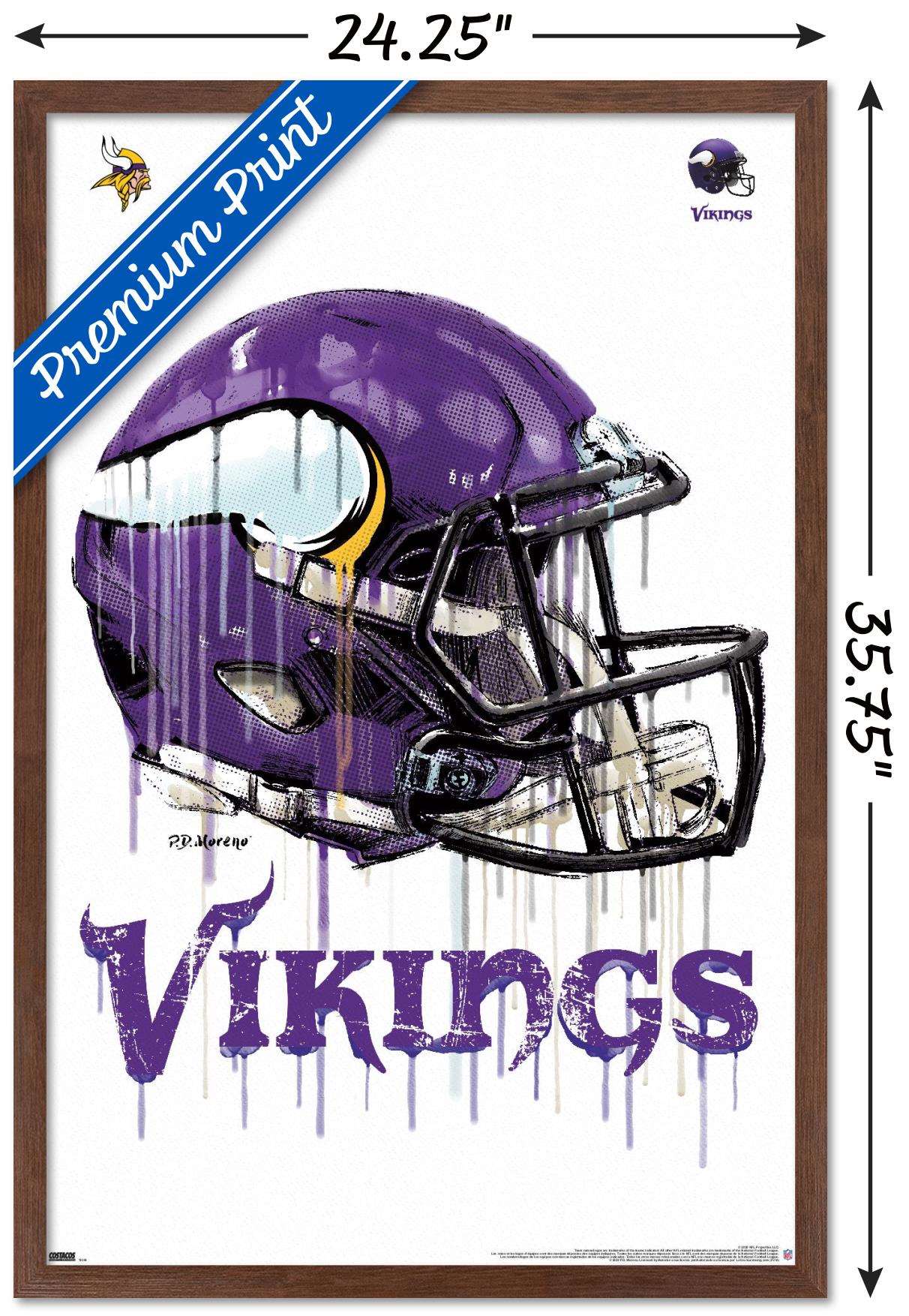 NFL Minnesota Vikings - Drip Helmet 20 Wall Poster, 22.375" x 34", Framed