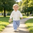 thumbnail image 7 of mgoYE Baby Boys 2Pcs Fall Clothes Button Shirt and Stripe Pants Set, 7 of 7