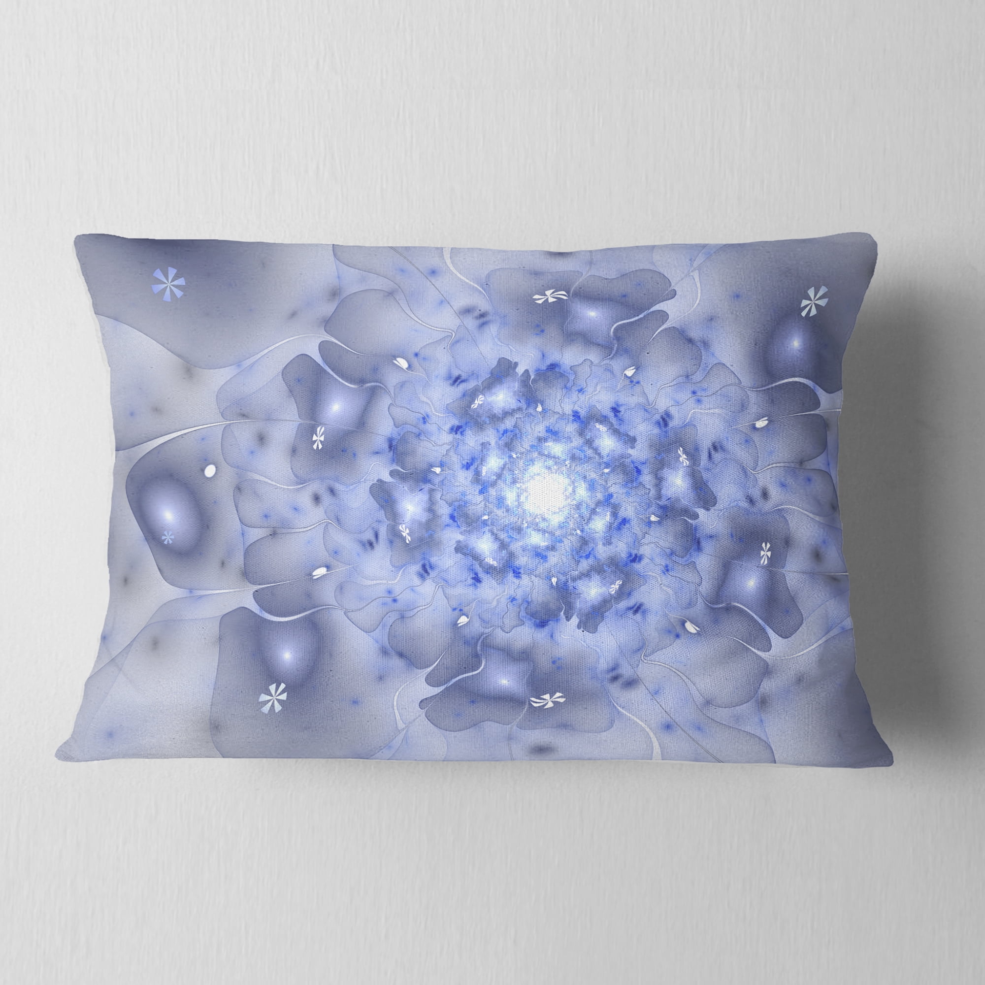 Designart Glittering Gold Purple Fractal Flower - Floral Throw Pillow - 12x20