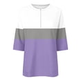 thumbnail image 4 of Khunlpohl Spring Top Womens 3/4 Sleeve Sweatshirts Half Zip Pullover Tops Color Block Sweatshirt Summer Clothes, 4 of 5