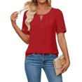 thumbnail image 3 of Women'S Summer Tops Dressy Casual Short Sleeve Blouses Elegant Shirts Red S, 3 of 6