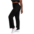 thumbnail image 4 of ClodeEU Women's Faux Denim High Stretch Flare Pants with Faux Pockets,Loose Fit Casual Leggings Black,Womens Plus M, 4 of 8