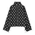 thumbnail image 5 of QIYAGBSA Button Down Jackets for Women Soft Polka Dot Stand Collar Drawstring Hem Long Sleeve Lightweight Fall Casual Outerwear with Side Pockets Outerwear Jackets(Black, 3XL), 5 of 8