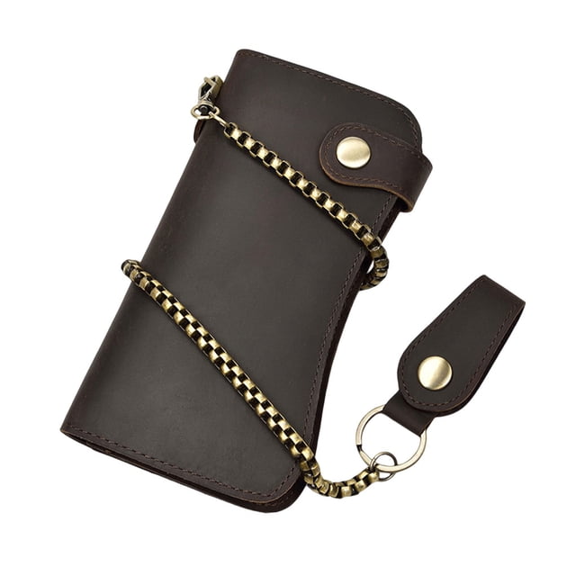 Cartera de Cuero Minnieouse para Hombre con Cadena Larga y Ranura para Tarjetas