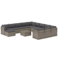 thumbnail image 4 of vidaXL 13 Piece Patio Lounge Set with Cushions Gray Poly Rattan, 4 of 9