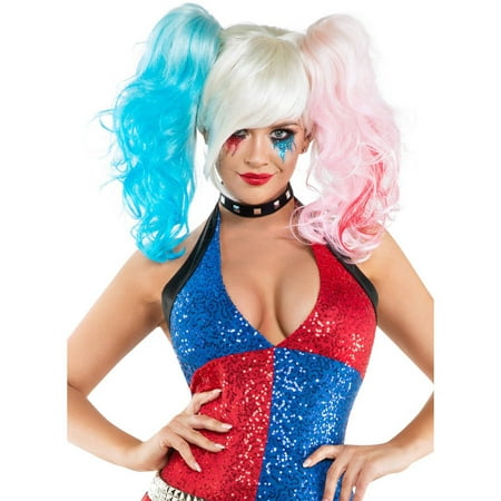 Harlequin Pigtails Adult Wig Halloween Accessory