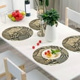 thumbnail image 4 of GZHJMY Round Braided Placemats Set of 6 African Animal Print Leopard Round PVC Woven Place Mats Indoor Washable for Kitchen Dining Tables 15 inch Heat Resistant Round Table Mats, 4 of 5