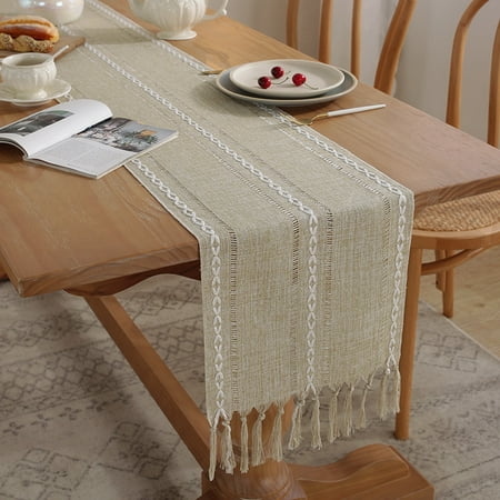 

Ruanlalo Table Runner Table Runner Exquisite Soft Wear Resistant Decorative Tassel Table Cloth Cover Daily Use