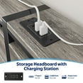 thumbnail image 4 of Greenstell Full Size Platform Bed Frame with Storage Headboard, LED Lights & USB Charging Station, Metal Bed Frame Light Grey, 4 of 7