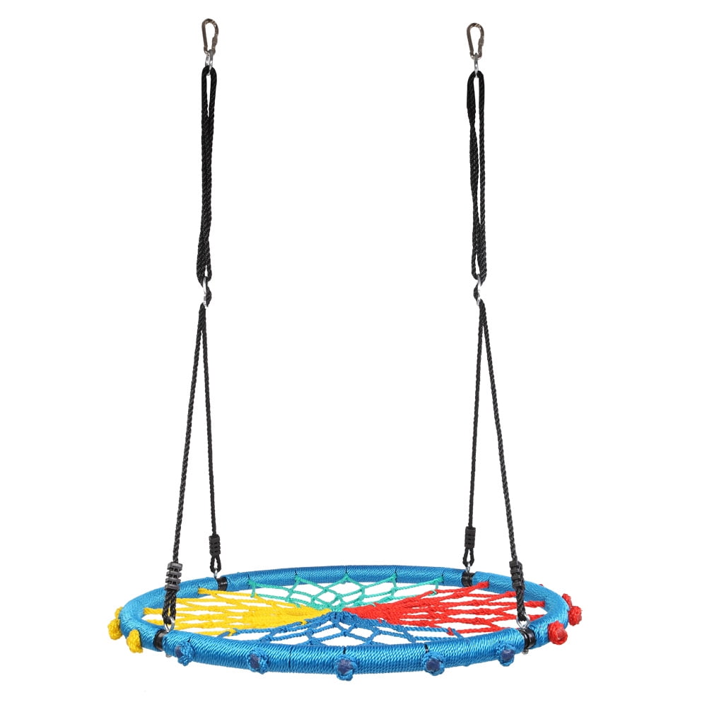 CIPACHO 40 Inch Spider Web Round Rope Swing with Adjustable Ropes, 2 Carabiners (Colorful) CIPACHO 40 Inch Spider Web Round Rope Swing with Adjustable Ropes, 2 Carabiners (Colorful)