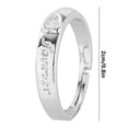 thumbnail image 4 of HomeKingdee EKG Zircon Heart-to-Heart Open Couple Rings - Silver-Plated Tone Copper Wedding Bands for Date Anniversary, 4 of 5