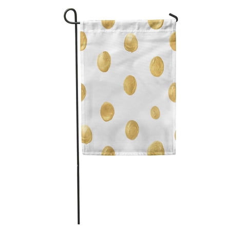 SIDONKU Yellow Gold Polka Dots Golden Circles on Paint Pattern Brush Garden Flag Decorative Flag House Banner 12x18 inch
