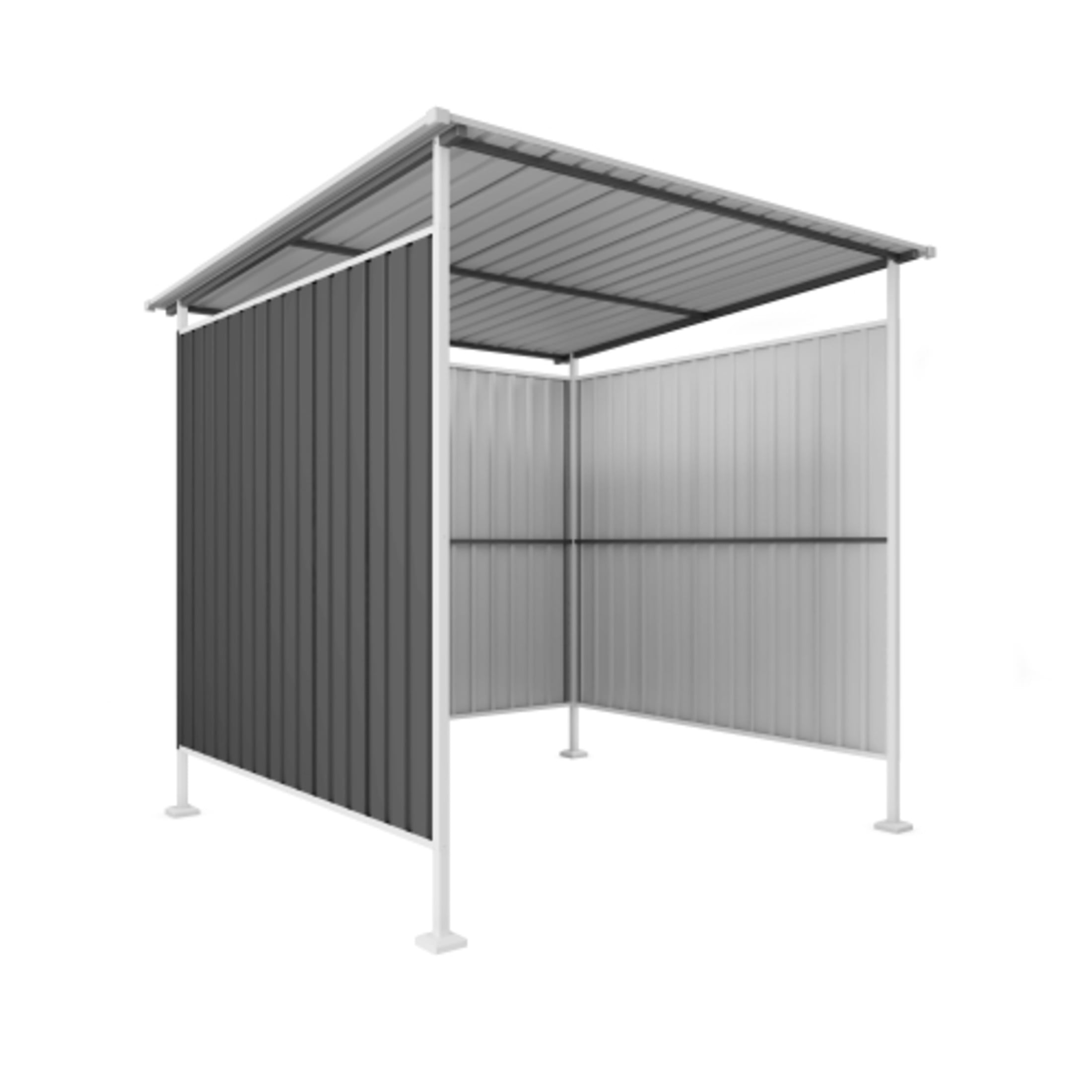 Noble House 6 ft x 6 ft Outdoor Pergola, Metal Bike Storage Shed with Hardtop Roof, Gray