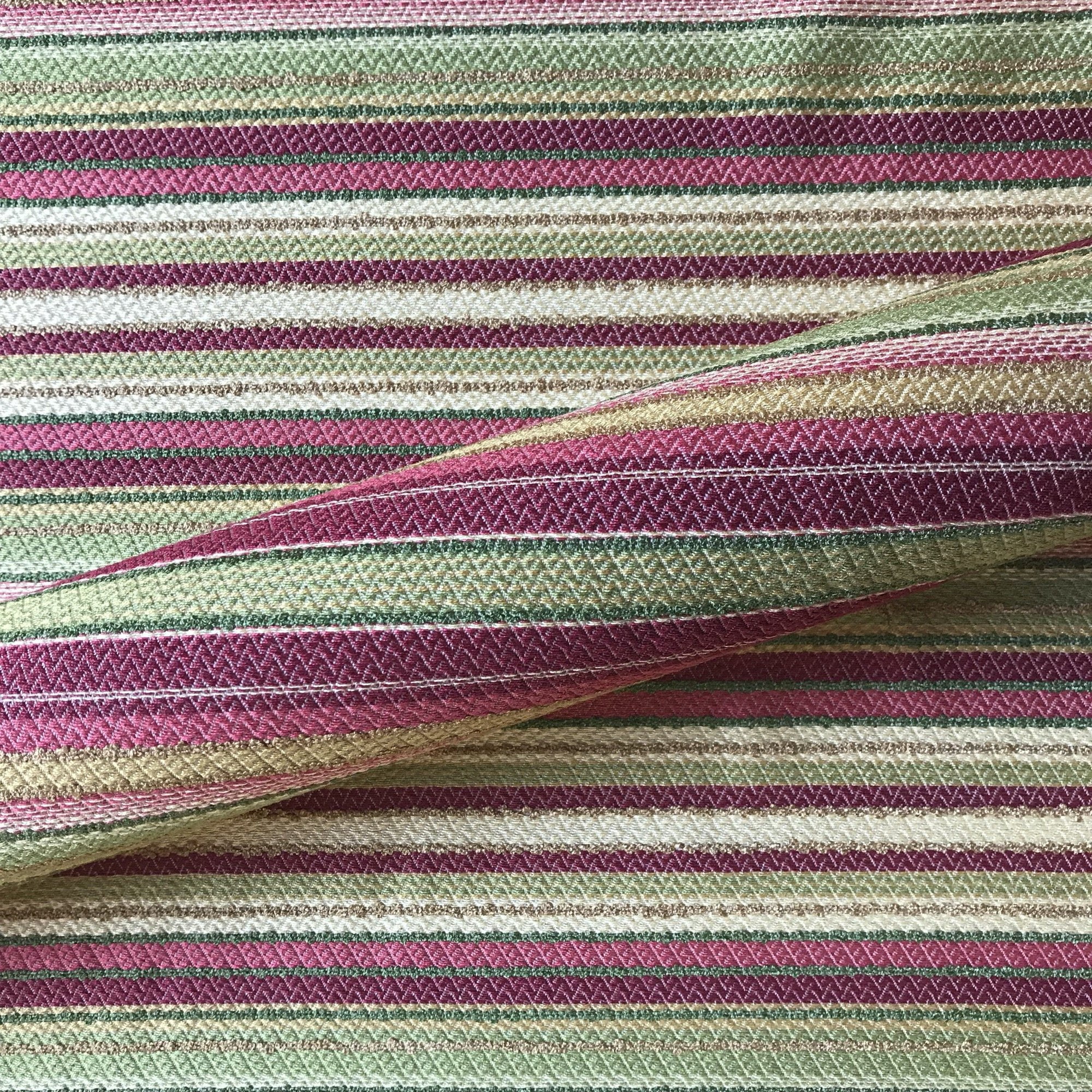 Green and Fuschia Boho Chic Stripe Upholstery Fabric 54' by the Yard