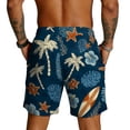 thumbnail image 4 of Domuza Mens Hawaiian Beach Shorts Elastic Waist Drawstring Lightweight Summer Vacation Casual Shorts with Pocket Light Blue S, 4 of 4