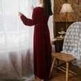 thumbnail image 4 of Homgro Women's Long Sleeve Velvet Nightgown Sleep Dress V Neck Mid-length Pleated Nightwear Burgundy X-Large, 4 of 5