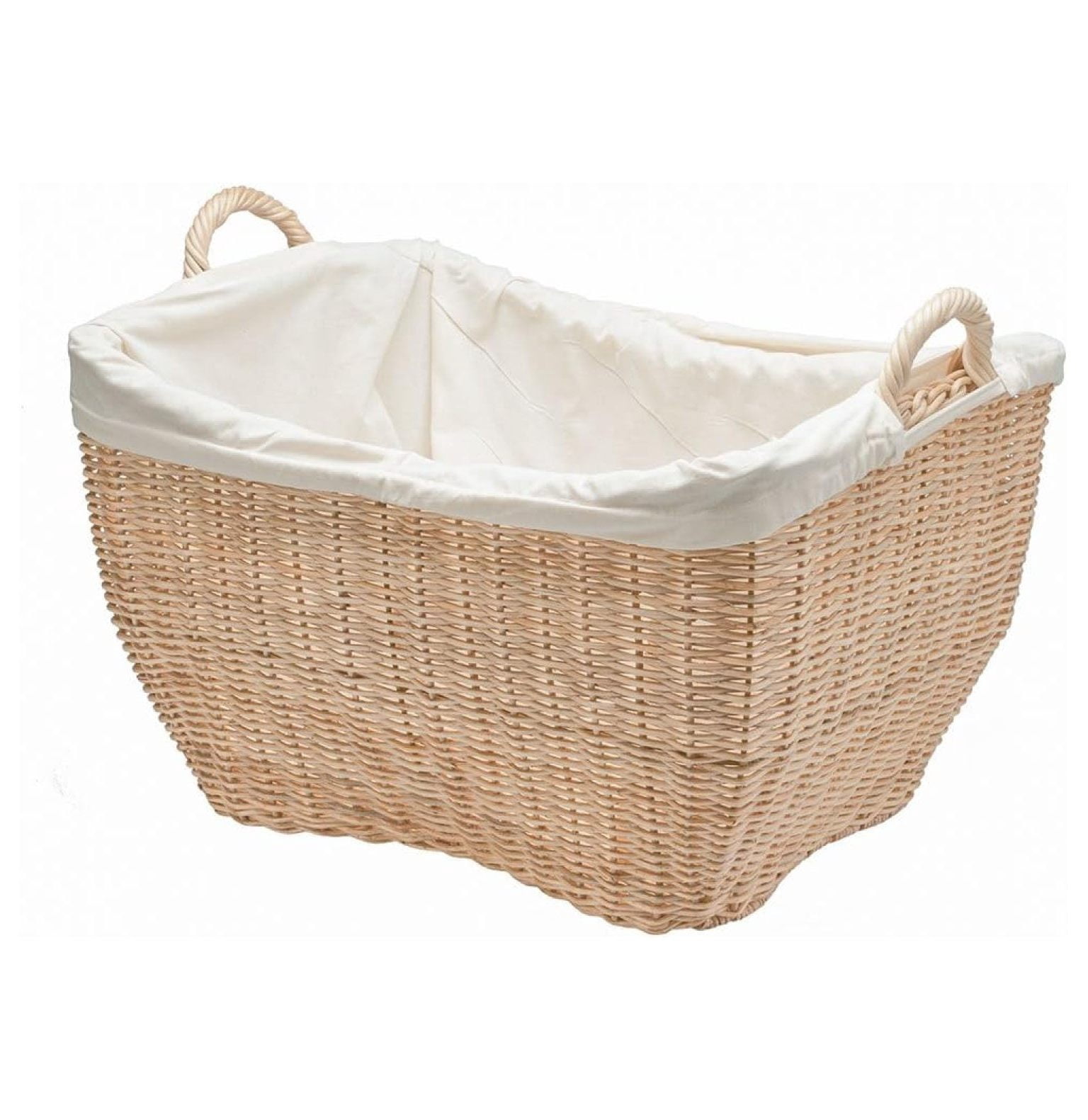 The Basket Lady Narrow Kubu Wicker Laundry Hamper - 21x13x24 Inches, Serene Grey, Removable Liner, Hinged Lid