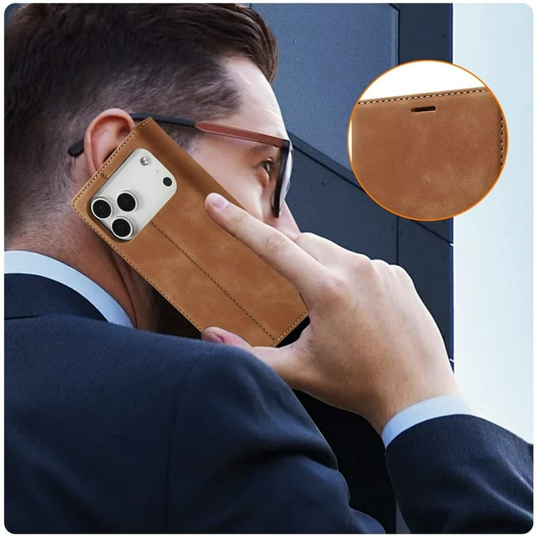 LC.IMEEKE Leather For iPhone 17 Pro Case, Flip Wallet Leather Case