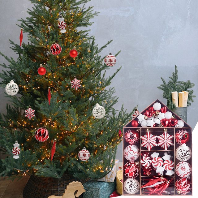 Dvkptbk Christmas Ornaments -73Pcs Shatterproof Christmas Ornaments Set ,Multiple Styles Ornaments for Christmas Trees ,Also for Other Party Decoration Christmas Decorations
