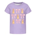 thumbnail image 4 of Gbsyewxs Girls Shirts Short Sleeve Crew Neck Bow Bunny Print Casual Summer Shirts For Girls Purple Size 6-7 Years, 4 of 4