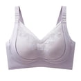thumbnail image 2 of IQOGKRN Women Wireless Floral Lace Lift Up Bra Adjustable Wide Strap Anti-Sagging Support Bralette Soft Thin Cup Breathable Bras Light Violet 40, 2 of 8