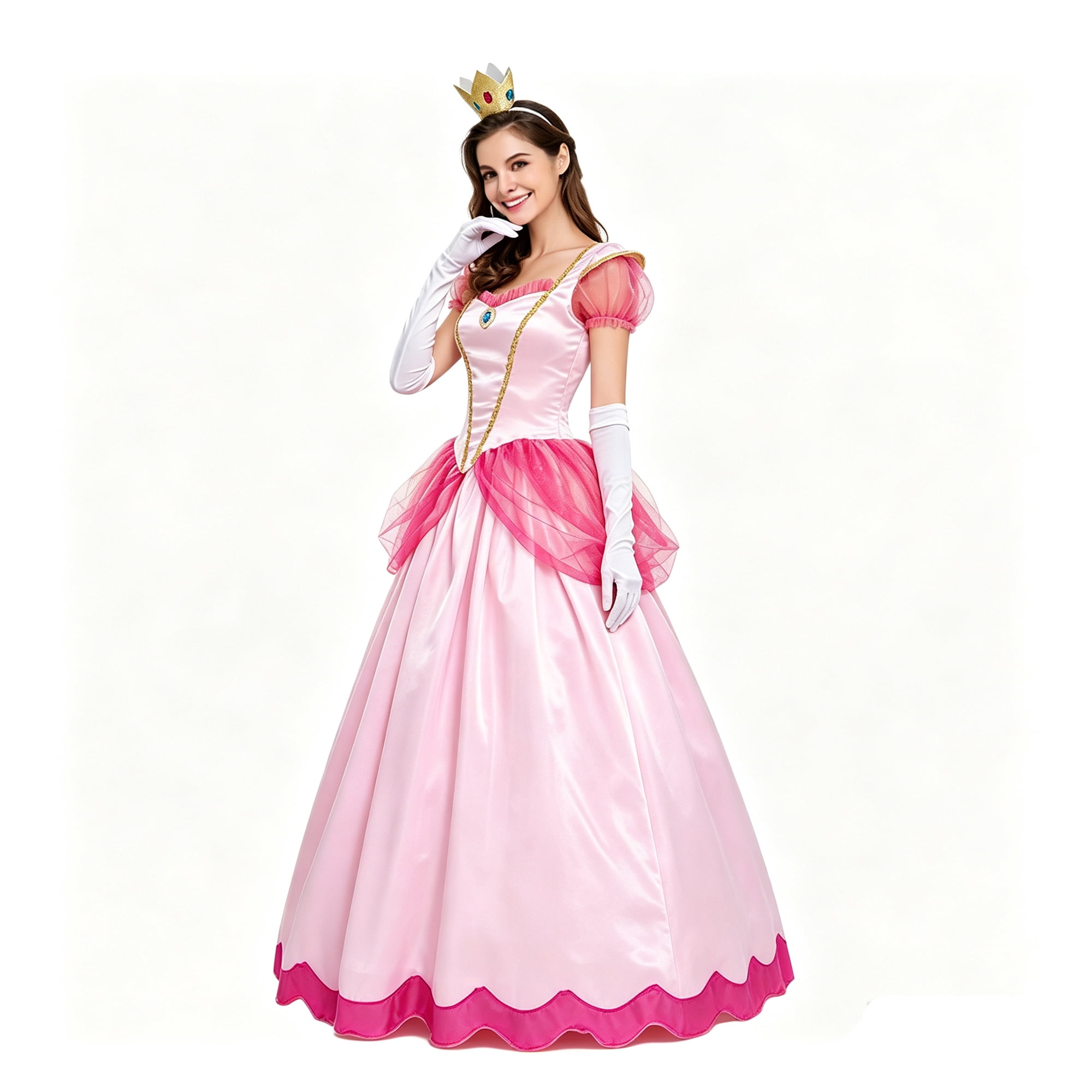 Women's Halloween Princess Costume Set with Gloves and Tiara