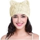 thumbnail image 1 of Lindo gorro de lana tejido con orejas de gato para mujer y niña, gorro de ganchillo con orejas de gato en color beige |, 1 of 5