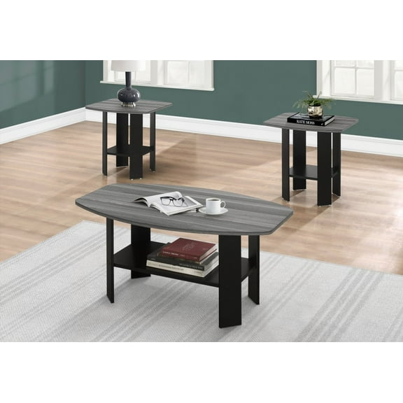 3pc Table Set - Rect Coffee & Sq End Tables, Brown Laminate, Trans Decor