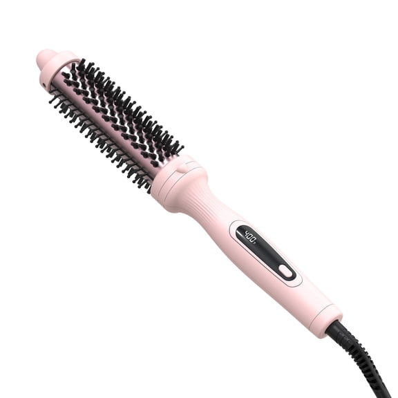 OWMSIC Thermal Brush, 1.5 inch Electric Heated Round Brush, 3-in-1 Dual Voltage Ceramic Curling Brush for Straightening & Curling, Pink