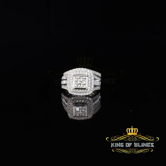 King of Bling's 925 Sterling White Silver Shiny Cubic Zirconia 4.90ct Bridal Womens Ring Size 7