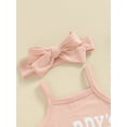 thumbnail image 5 of Bagilaanoe 3pcs Newborn Baby Girl Shorts Set Sleeveless Letter Print Romper Tops + Shorts + Headband 3M 6M 12M 18M Infant Casual Summer Clothes, 5 of 7