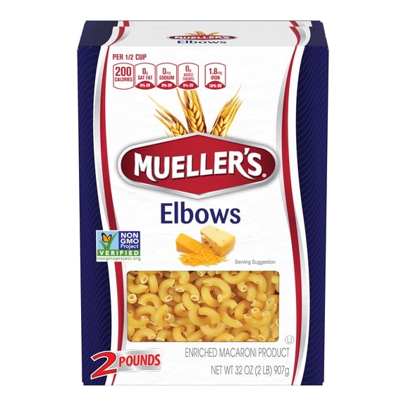 Mueller's Sodium-Free, Cholesterol-Free Elbow Macaroni Pasta, 32 oz (Shelf-Stable)