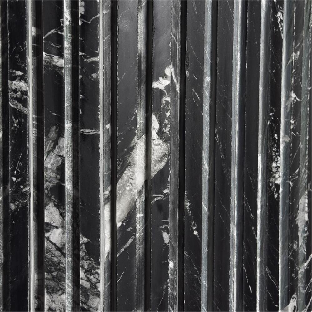 Maklaine Contemporary Black Marble with White Veining Dining Table