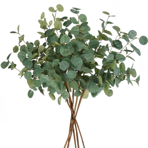 TETOU 6pcs Artificial Eucalyptus Stems 24" Faux Eucalyptus Branches Fake Greenery Plants Vase Home Wedding Decor
