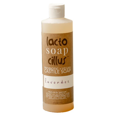 Probiotic + Vegan Castile Soap Lactosoapcillus - Naturally Refreshing Multi-Purpose Liquid Soap - Lavender - Plant-Based Ingredients With Probiotics Natural Ingredients (16oz)