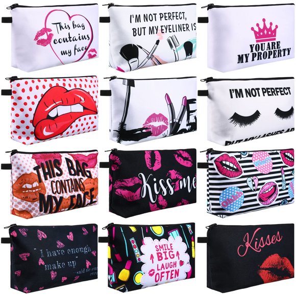 Bolsas de cosméticos Sanwuta Makeup impresas a prueba de agua, 12 unidades