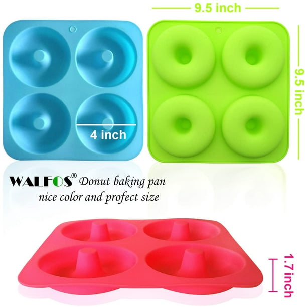 NOGIS Full Size Silicone Donut Mold - 4 inch Big Size Silicone Doughnut Pan  Set, Non-Stick, Justout! Heat Resistant, BPA Free and Dishwasher Safe, for  Donut Cake Biscuit Bagels (3 Pcs) 