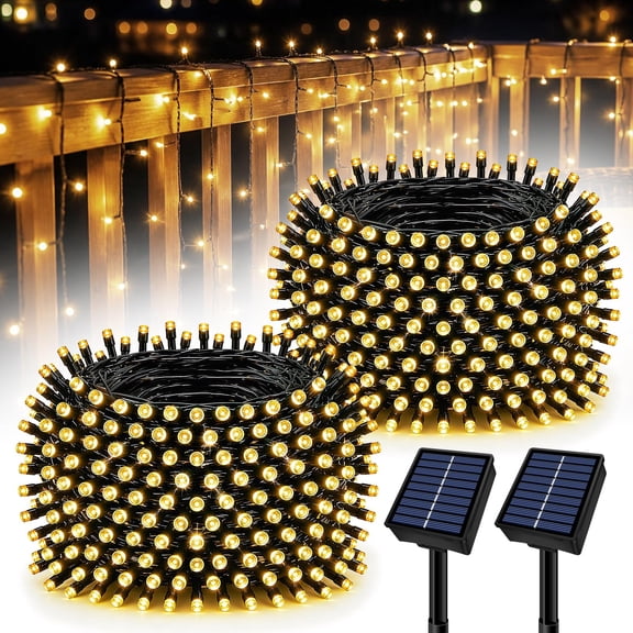 Christmas String Lights Indoor Outdoor,46FT 100 LED 8 Modes Twinkle Fairy Solar String Lights for Christmas Tree Holiday Party Garden Decorations (Warm White)