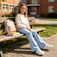 thumbnail image 4 of LIaqionyy Girl's Leggings Flare Pants High Waisted Yoga Bootcut Pant Kids Full Length Bell Bottoms Legging, 4 of 8