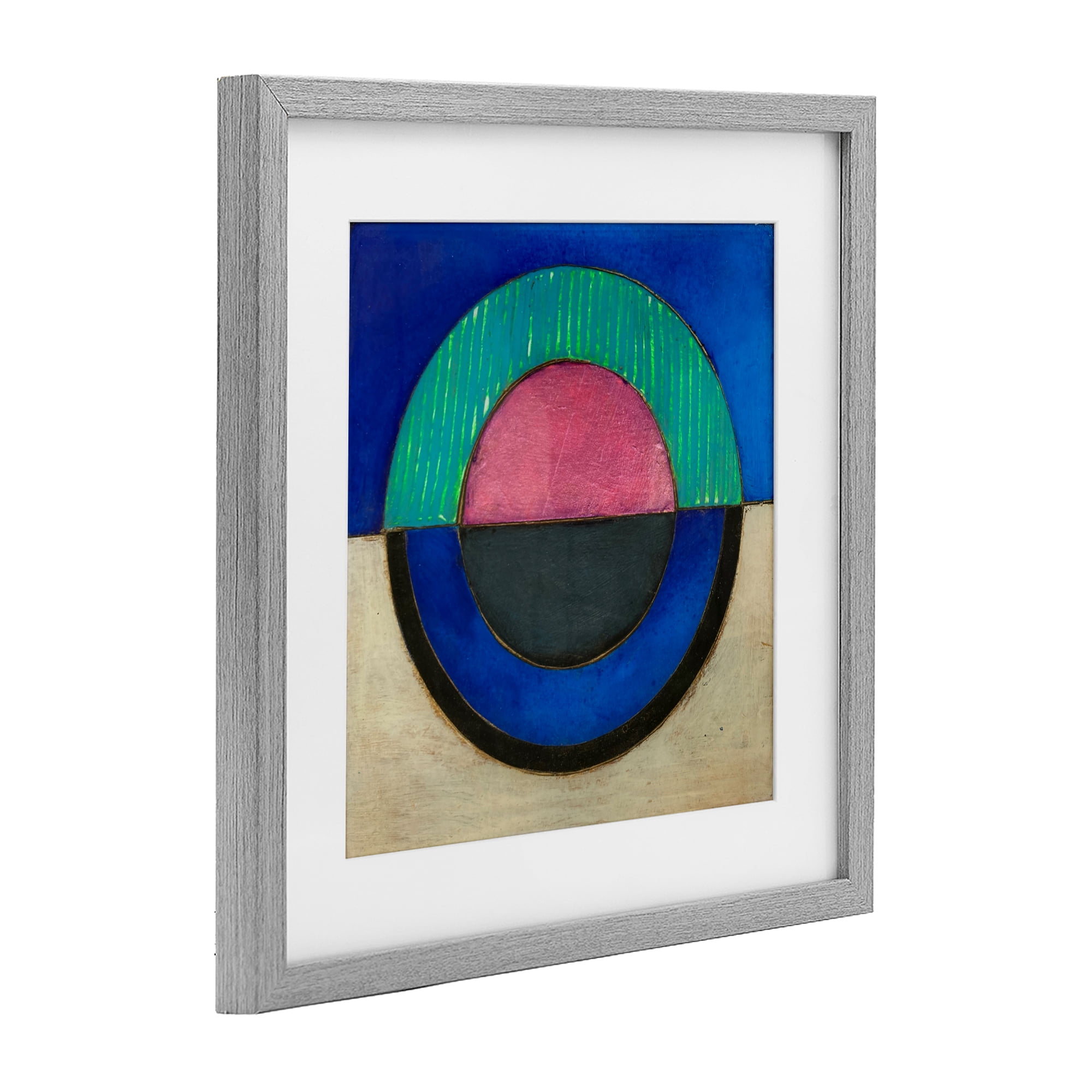 Stupell Industries Blue Toned Distressed Circle Gray Framed Print Under Glass, design by Matthew Finger