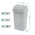 thumbnail image 2 of Sterilite Kitchen Trash Can, 13 Gallon Plastic Garbage Bin with Swing Top Lid, Light Gray, 2 of 9