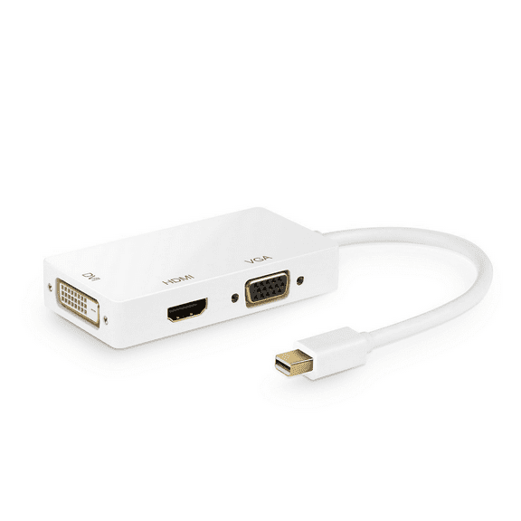 DM-HI17 3-in-1 Mini DisplayPort (Mini DP) Max Thunderbolt to HDMI / VGA / DVI Adapter Cable Converter Full HD 1080p for Apple Mac Book MacBook Pro MacBook Air Mac mini(White)