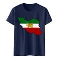 thumbnail image 1 of Camiseta de Manga Corta Impresa de Cuello Alto para las Mujeres, Tops de Cuello Redondo para las Mujeres Mezcla de Poliéster de Spandex de Uso Diario Casual, 1 of 5
