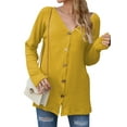 thumbnail image 2 of TWZH Women Solid Color Single-Breasted Waffle Long Sleeves Cardigan Knitwear Tops, 2 of 6