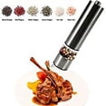 thumbnail image 2 of Electric Salt and Pepper Grinder Set - Battery Operated Stainless Steel Mill with Light, Pack of 2, Automatic One Handed Operation - Electronic Adjustable Shakers - Ceramic Grinders, 2 of 5