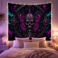 thumbnail image 2 of Moon Stars Ornate with Human Skull Adorned Elaborate, Spooky Gothic for Gothic Decor Fans, Dark Art Decor, Halloween Gift, Tapestry Wall Hanging for Bedroom and Dorm, 2 of 7