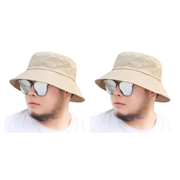 Sonducket Sombreros de pescador ligeros y cómodos para hombres Sombrero de protección solar de poliéster de amplia aplicación caqui de talla caqui Talla extra 2piezas
