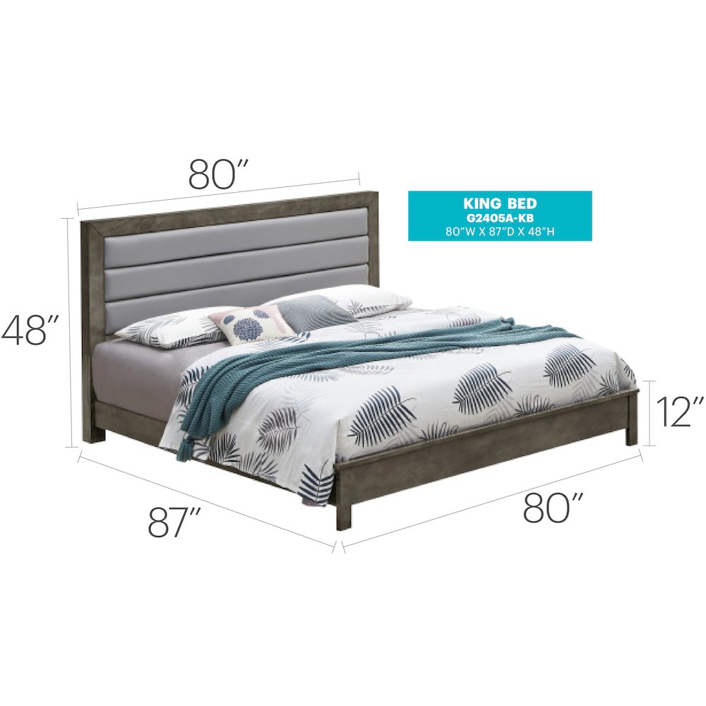 Glory Furniture Burlington King Bed in Gray Color