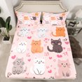 thumbnail image 2 of Castle Fairy Kawaii Cats 4-Piece Full Size Sheets for Teens Boys Girls,Cartoon Animal Bed Sheets,Love Heart Print Lightweight Sheet Sets,Super Cozy Room Decor, 2 of 7